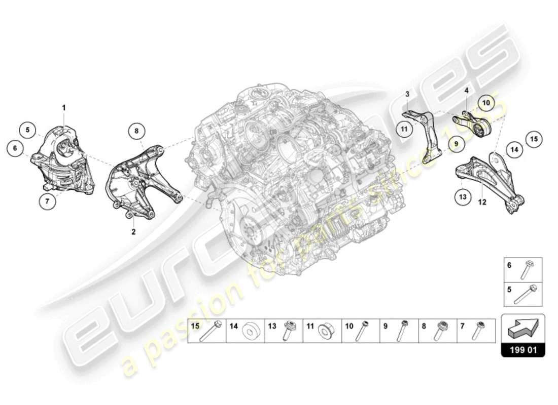 lamborghini urus (2019) engine bracket parts diagram