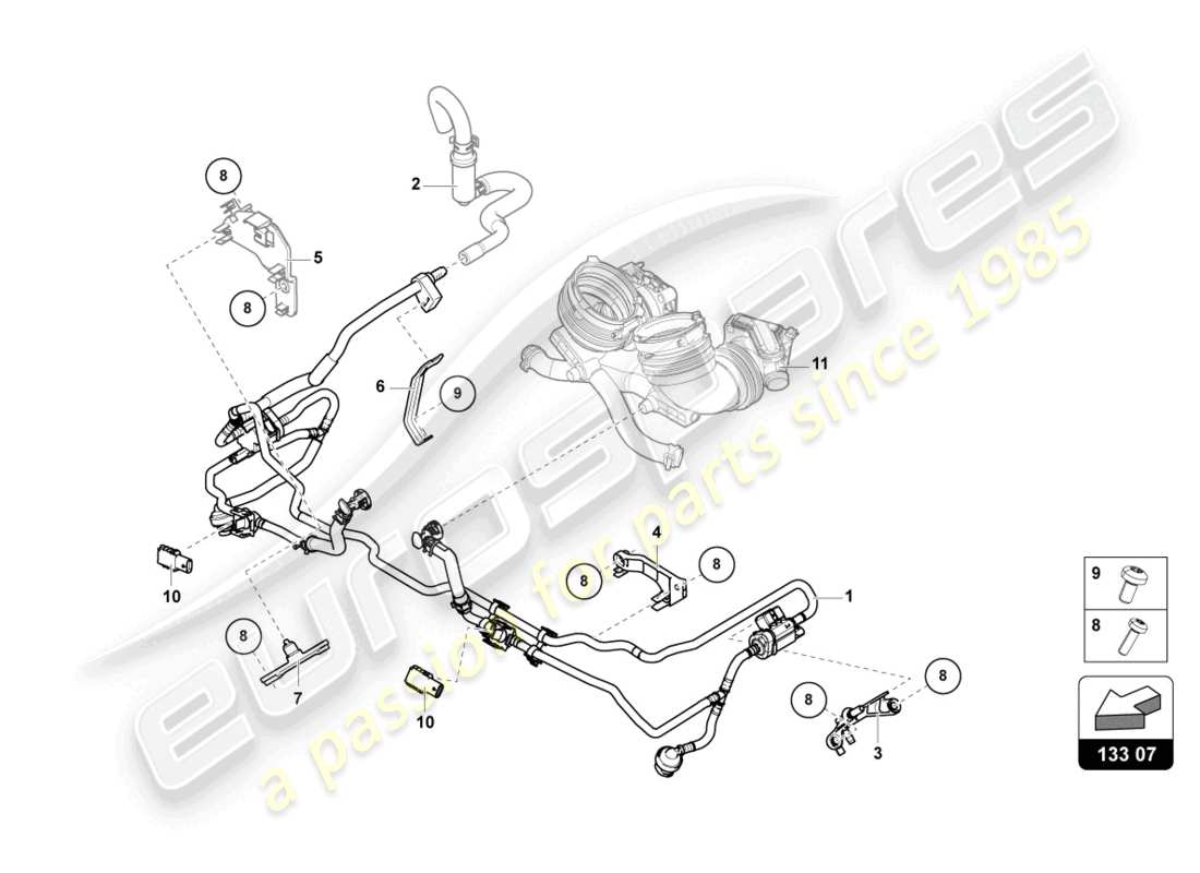 lamborghini urus (2019) fuel supply line 4.0 ltr. part diagram