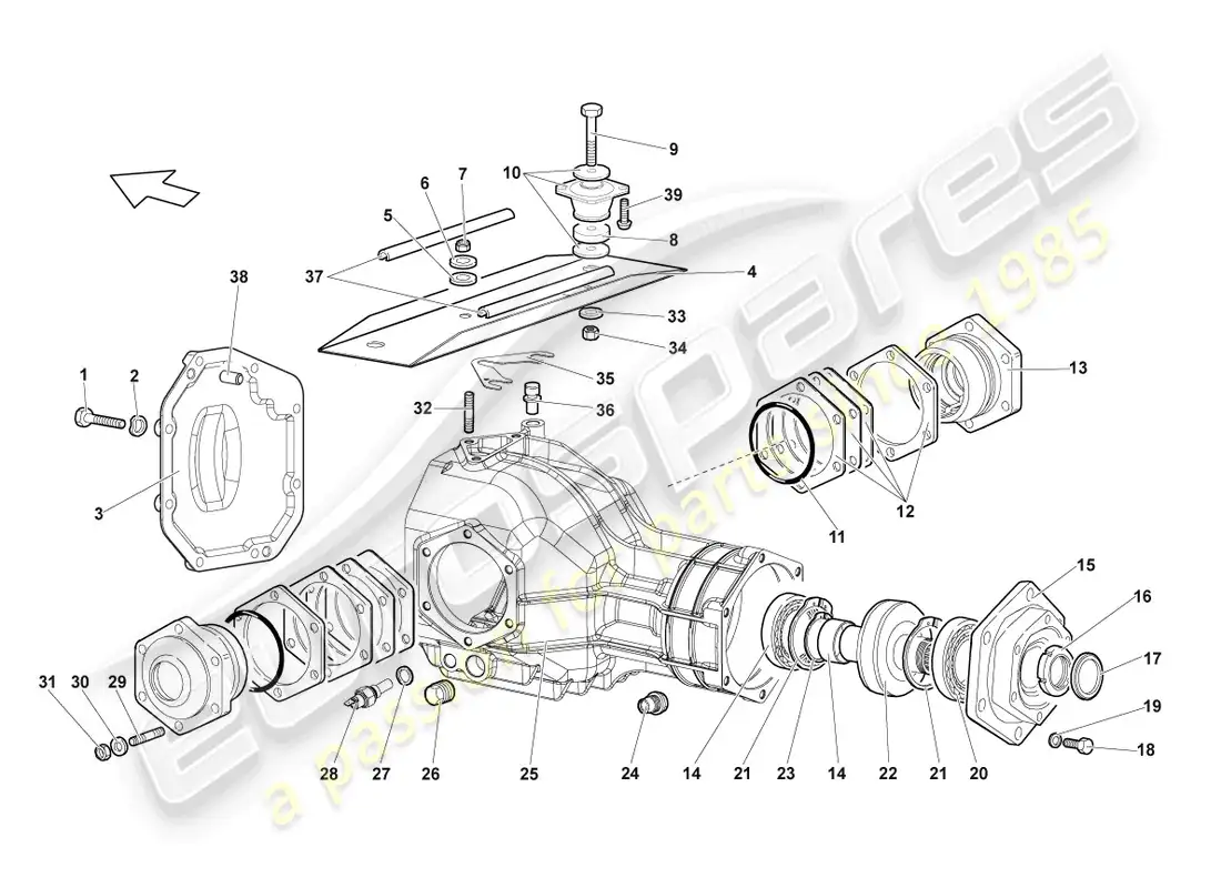 lamborghini murcielago coupe (2002) housing for differential parts diagram