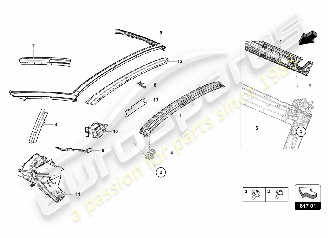 lamborghini performante spyder (2020) hinged window parts diagram