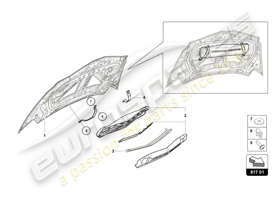 lamborghini 2022 (lp770-4 svj roadster) windbreak parts diagram