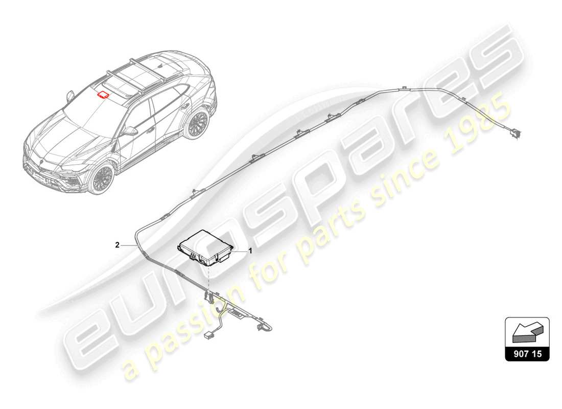 lamborghini urus performante (2023) control unit for electric sliding sunroof controls part diagram