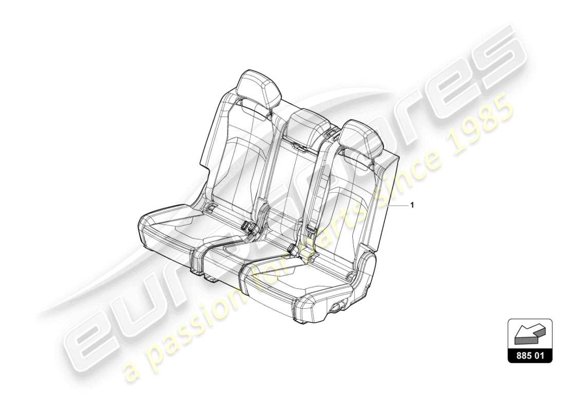 lamborghini urus performante (2023) bench seat with backrest and headrest part diagram