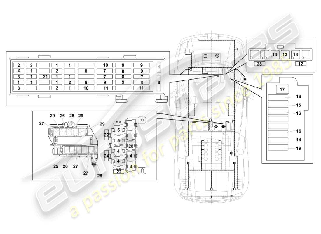 lamborghini lp550-2 coupe (2013) central electrics parts diagram