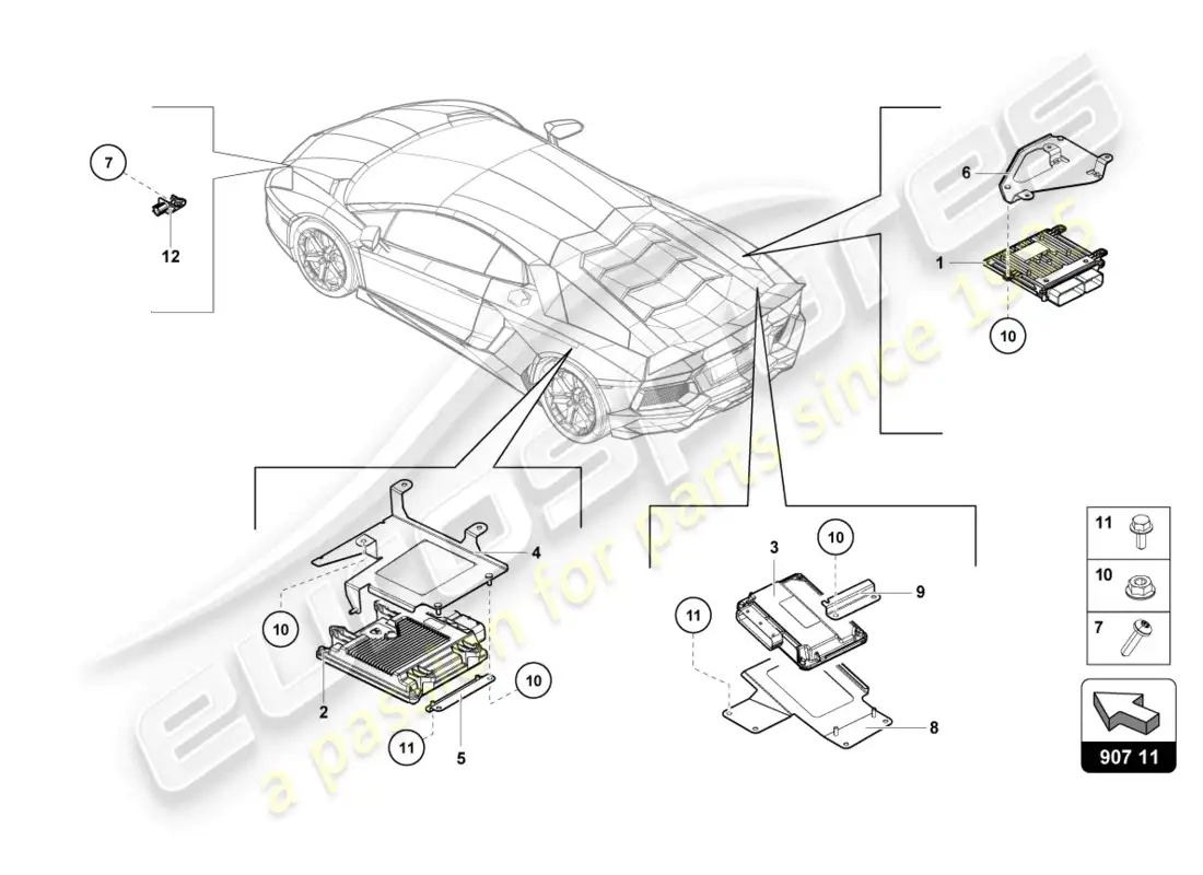 lamborghini lp740-4 s roadster (2019) engine control unit part diagram