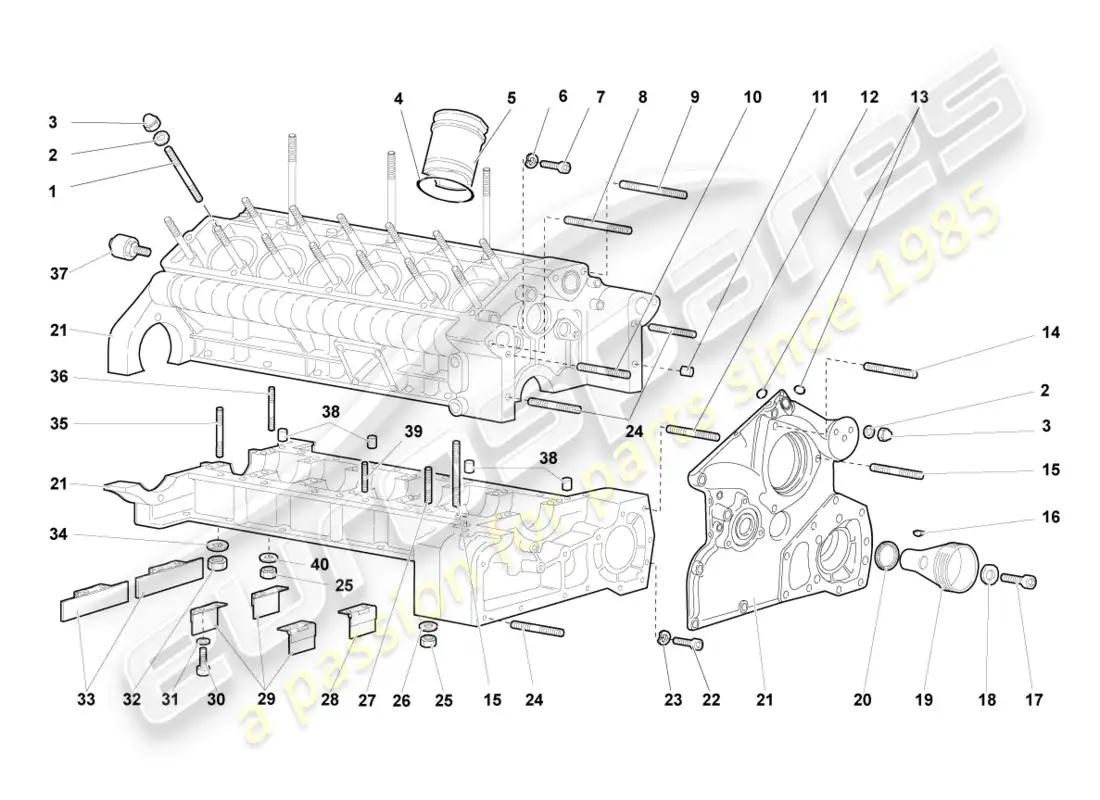 lamborghini murcielago coupe (2004) crankcase housing parts diagram