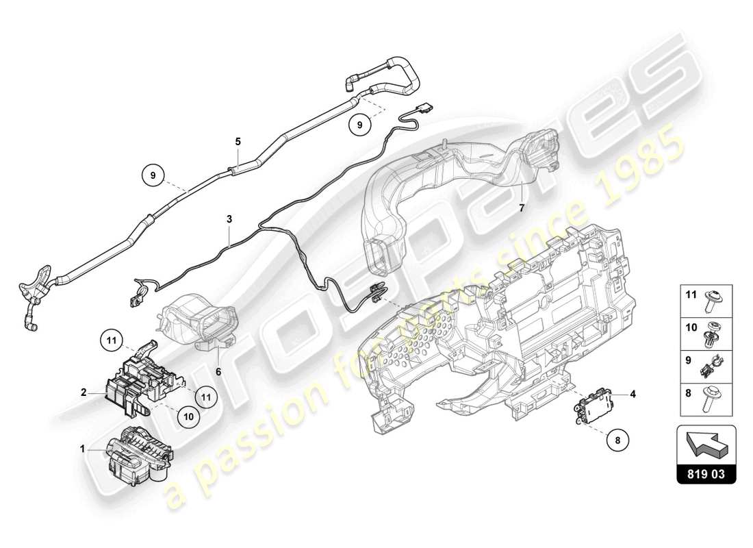 lamborghini urus performante (2023) aroma dispenser part diagram