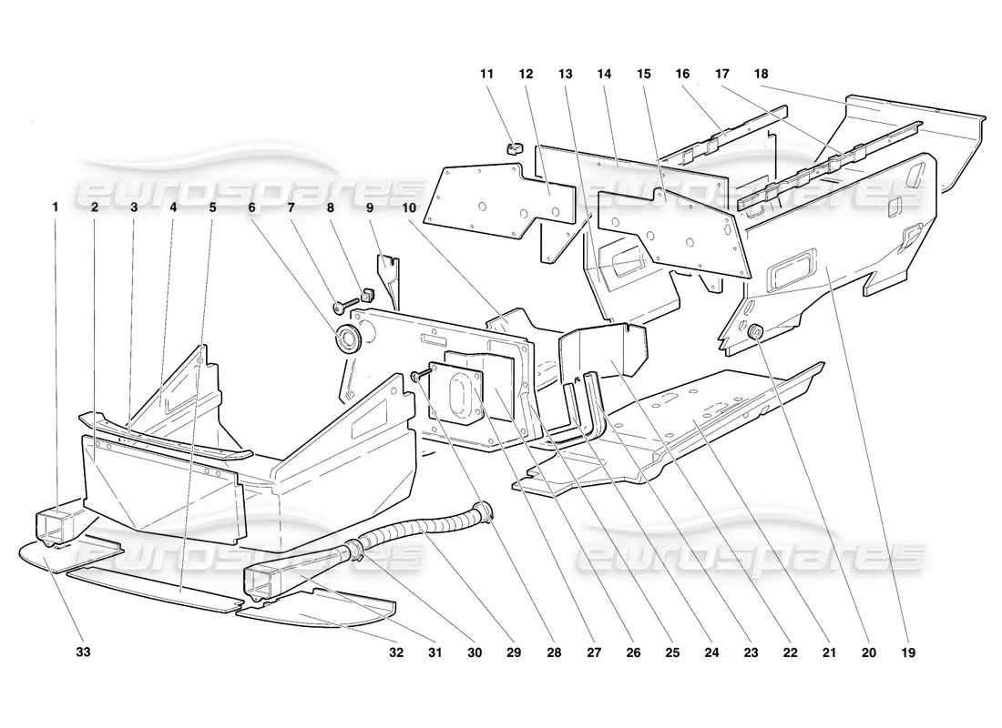 lamborghini diablo se30 (1995) frame floor panels parts diagram