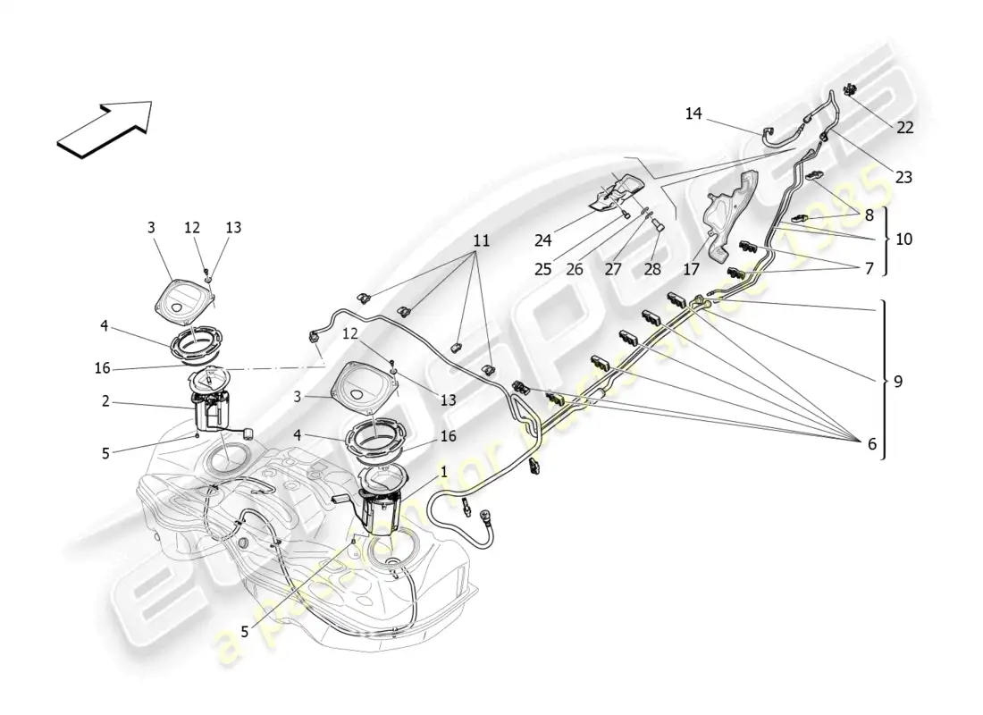 maserati levante (2020) fuel pumps and connection lines parts diagram
