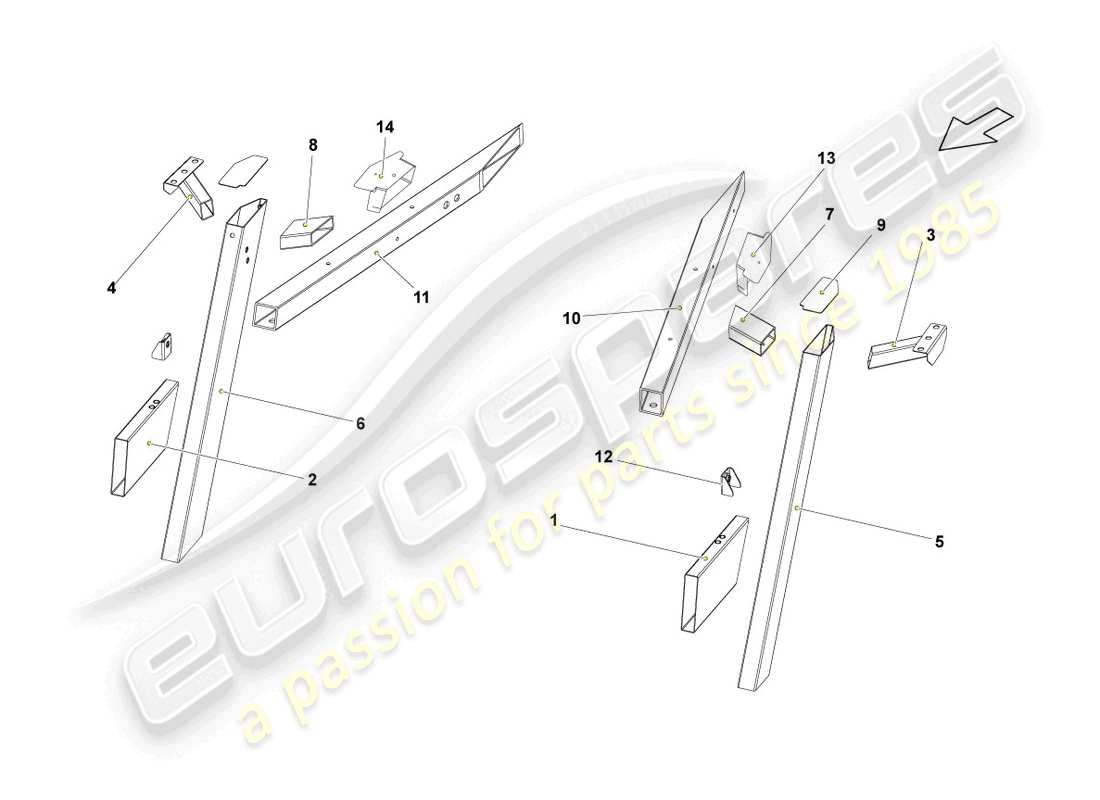 lamborghini lp550-2 spyder (2011) side member rear part parts diagram
