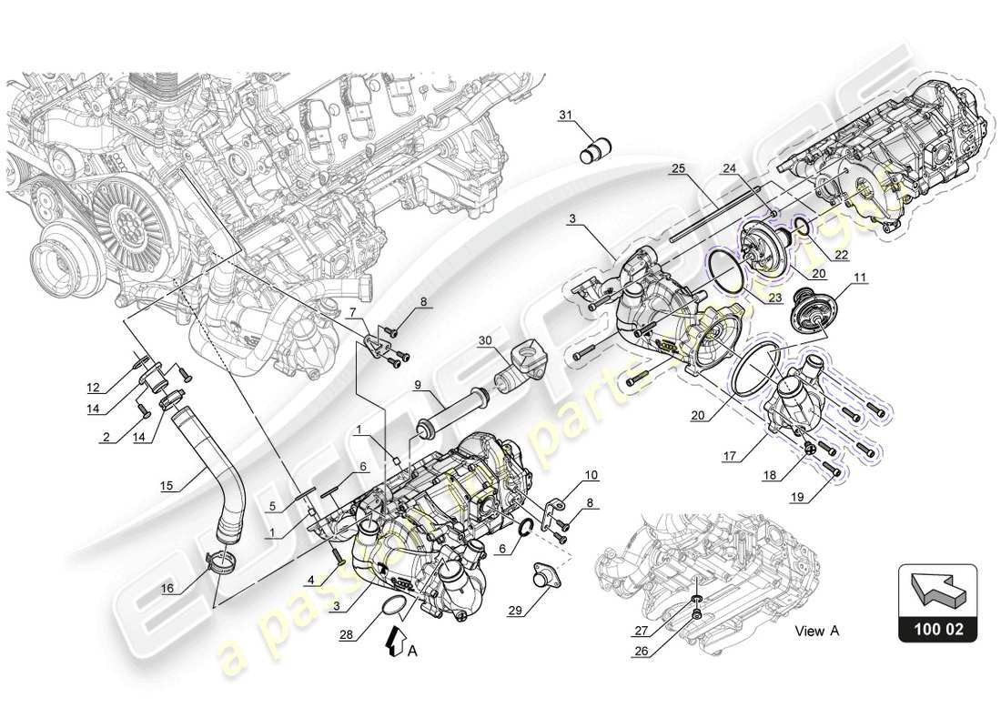 lamborghini 2018 (gt3 evo) water oil pump part diagram