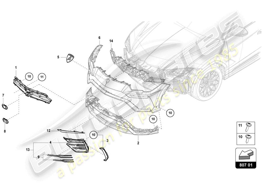 lamborghini urus (2021) insert for bumper front parts diagram