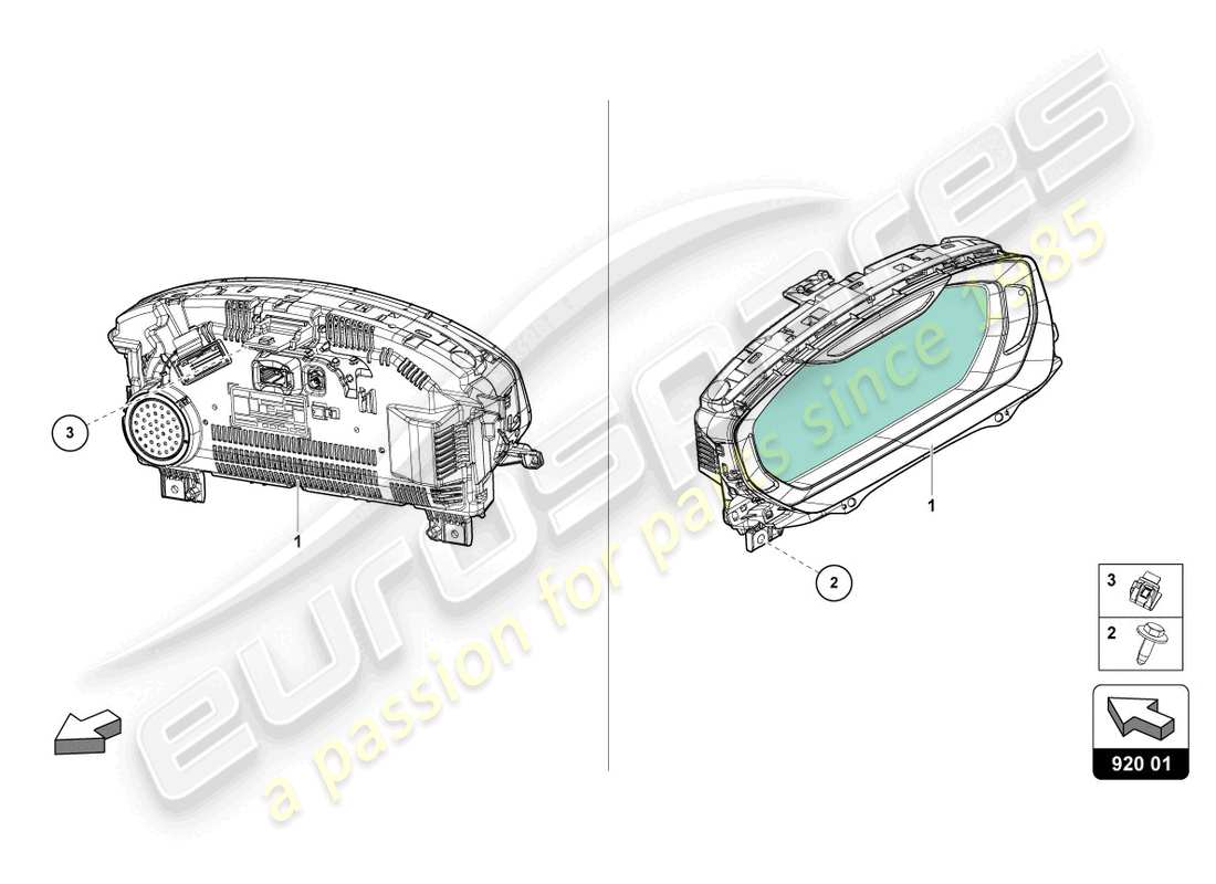 lamborghini urus (2021) combi-instrument parts diagram