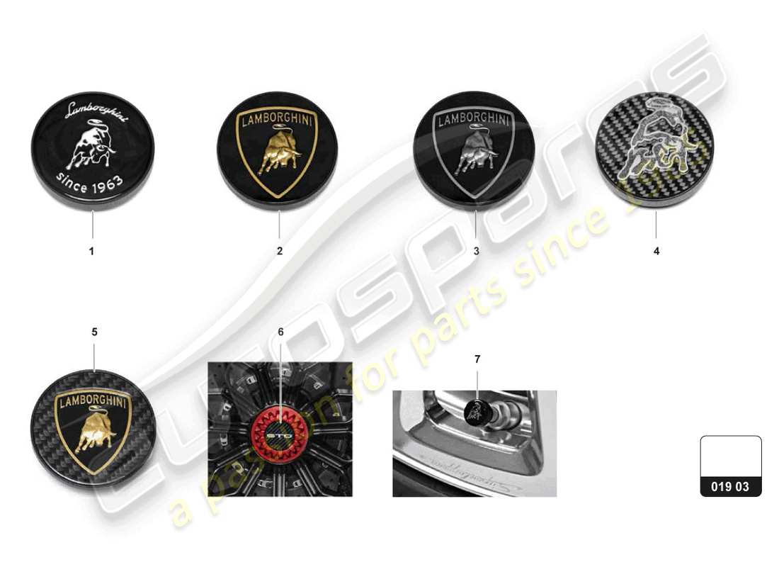 lamborghini huracan sterrato (accessories) hub cap part diagram