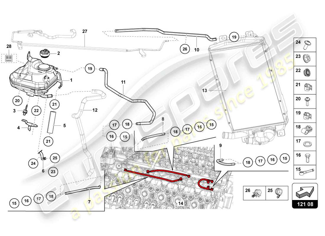 lamborghini 2022 (ultimae) fluid tank with coolant level indicator part diagram