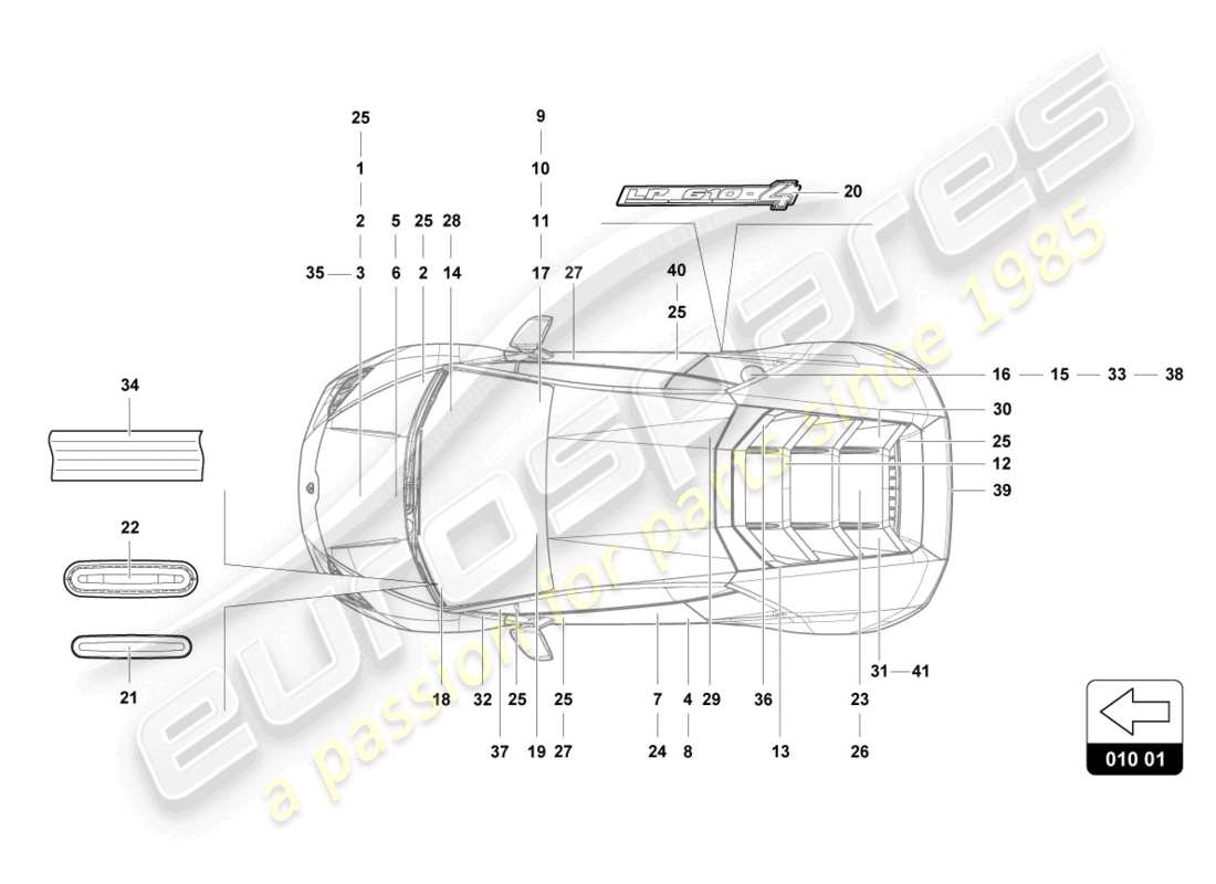 lamborghini 2023 (tecnica) inscriptions/lettering part diagram