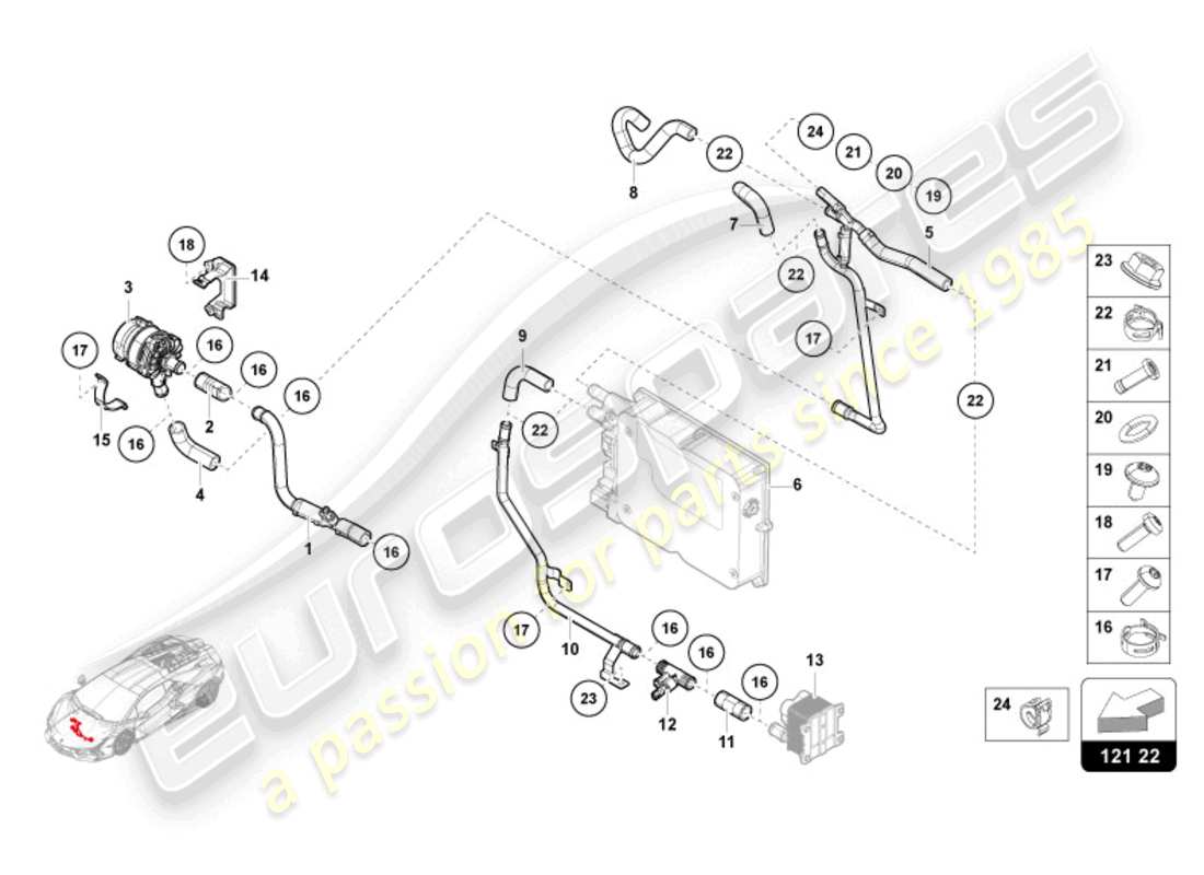 a part diagram from the lamborghini revuelto coupe (2024) parts catalogue