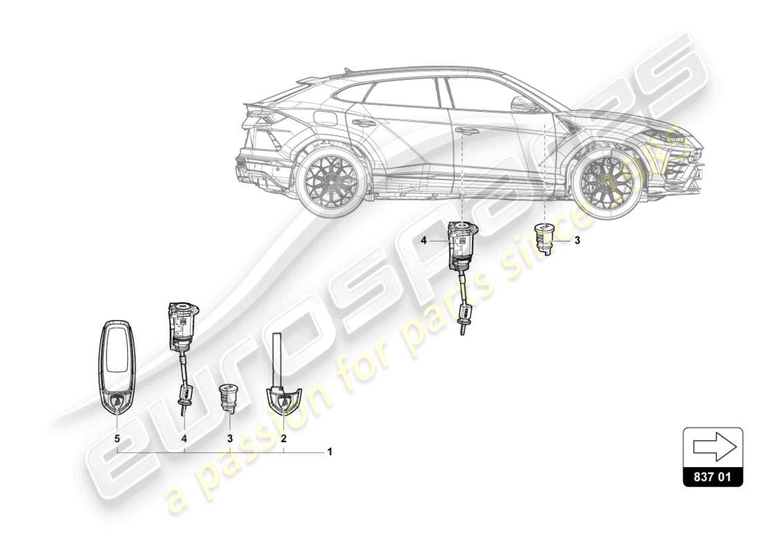 a part diagram from the lamborghini urus (2019) parts catalogue