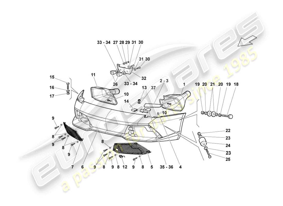 VIEW PARTS DIAGRAMS FROM THE LAMBORGHINI MURCIELAGO PARTS CATALOGUE a part diagram from the lamborghini murcielago parts catalogue