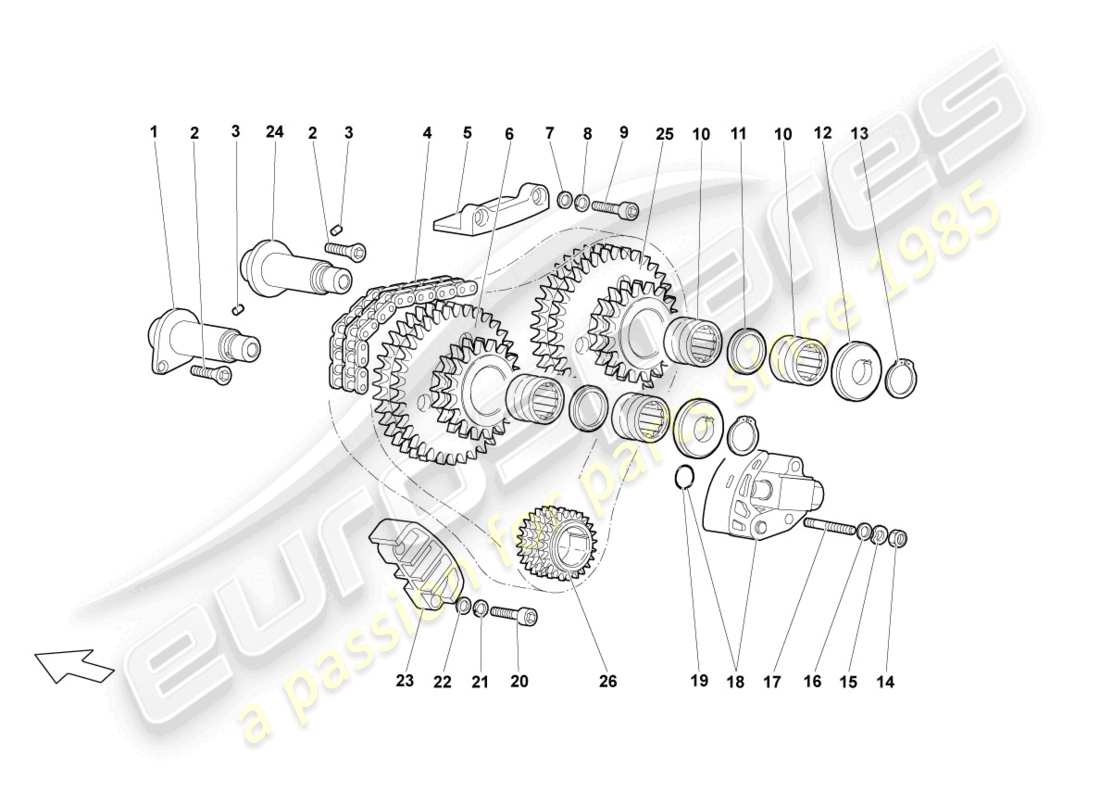 lamborghini lp640 coupe (2010) timing chain parts diagram
