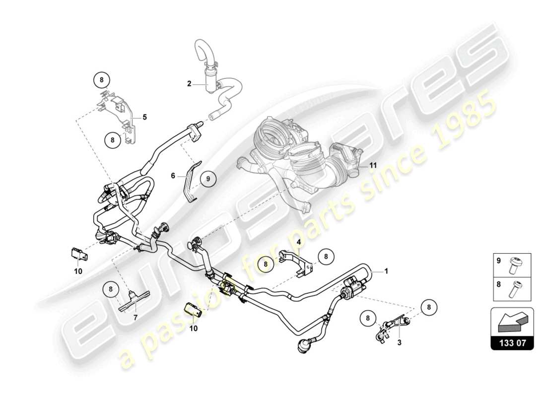 lamborghini urus (2021) fuel supply line 4.0 ltr. parts diagram