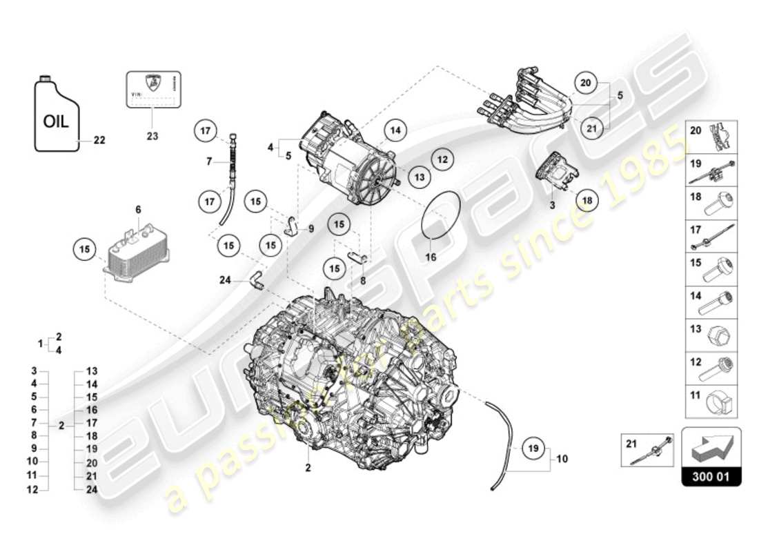 lamborghini revuelto coupe (2024) automatic gearbox parts diagram