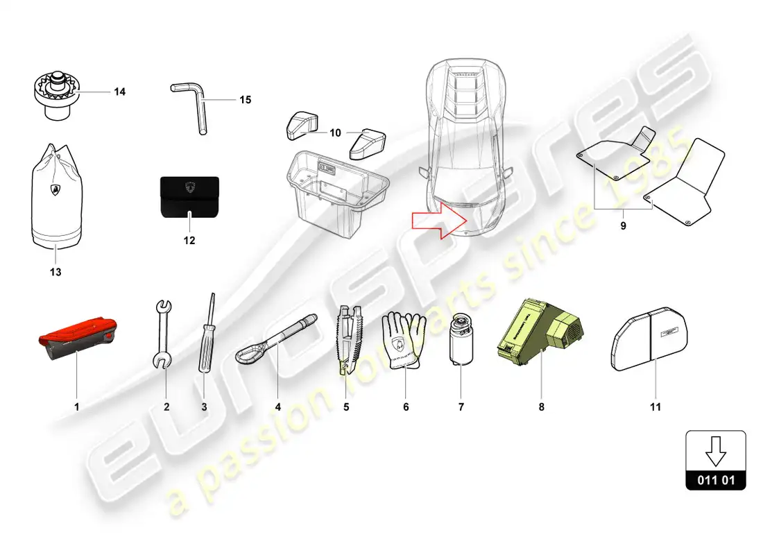 lamborghini lp610-4 coupe (2018) vehicle tools parts diagram