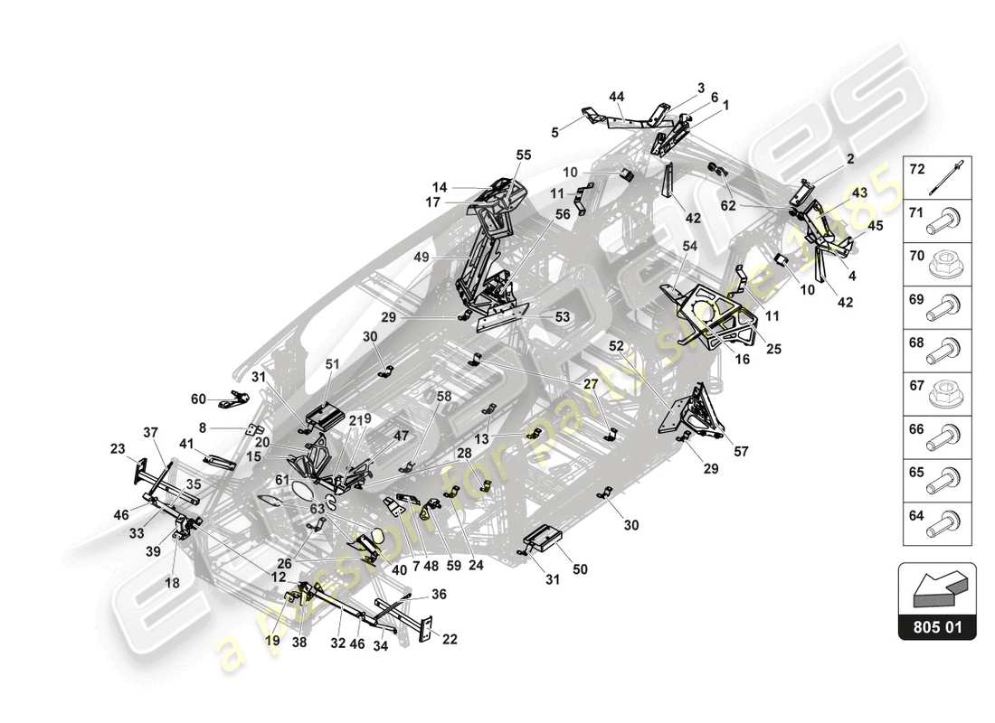 a part diagram from the lamborghini gt3 evo (2018) parts catalogue