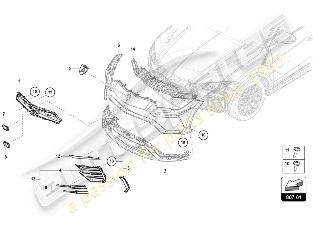 lamborghini urus (2022) insert for bumper front parts diagram