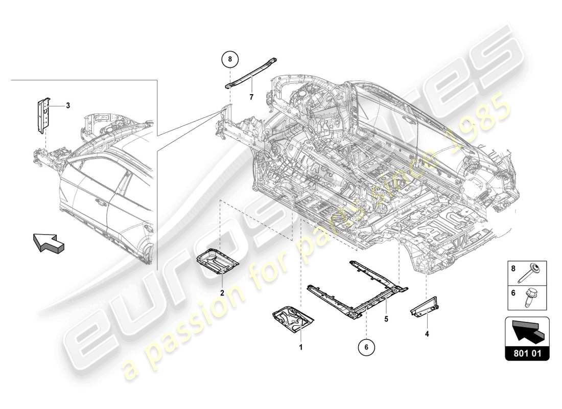 lamborghini urus (2020) retainer for battery parts diagram