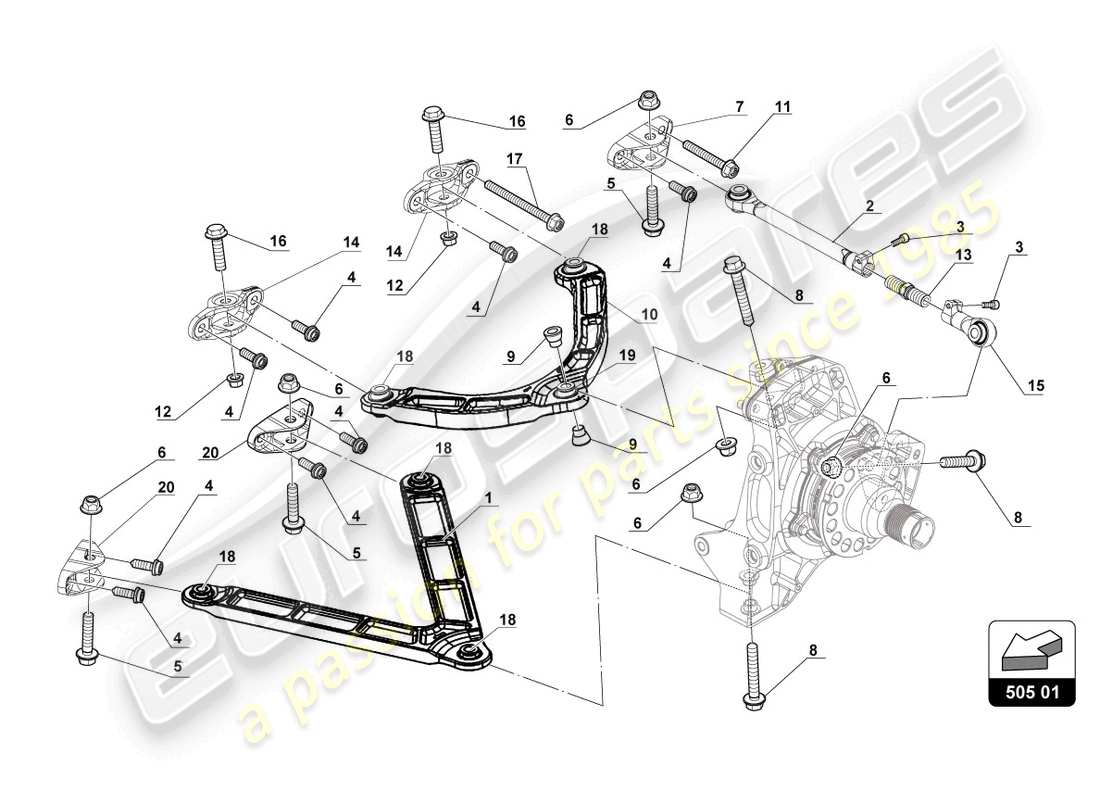 a part diagram from the lamborghini gt3 evo (2018) parts catalogue
