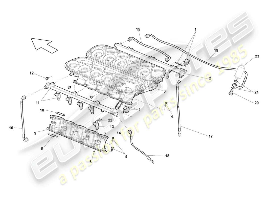 lamborghini superleggera (2008) injection system part diagram