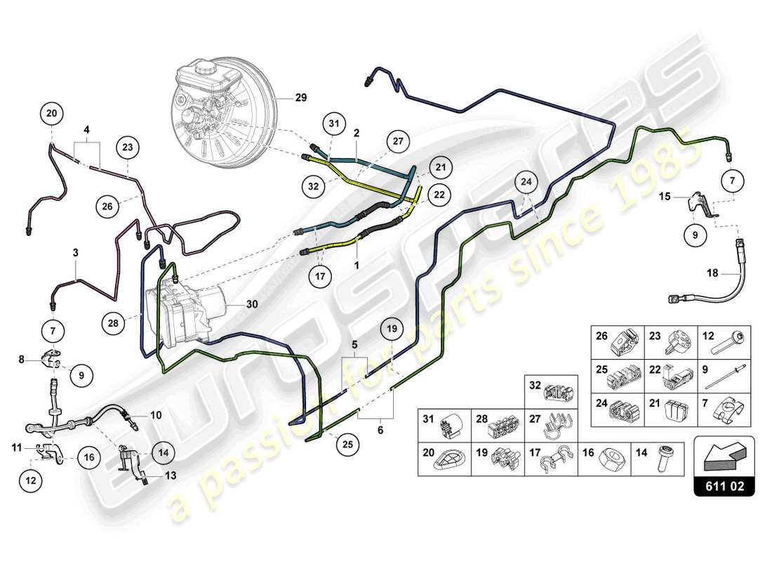 lamborghini urus (2022) brake pipe parts diagram