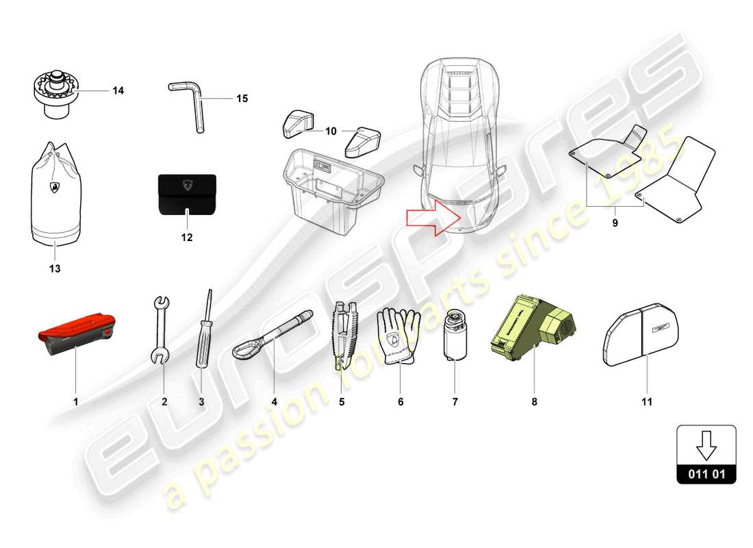 lamborghini evo spyder (2022) vehicle tools part diagram