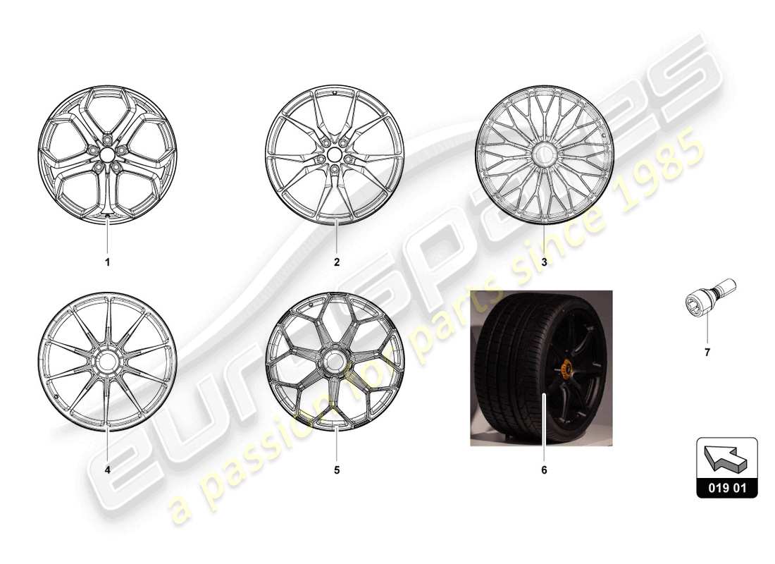 lamborghini accessories (aventador ultimae) rim part diagram