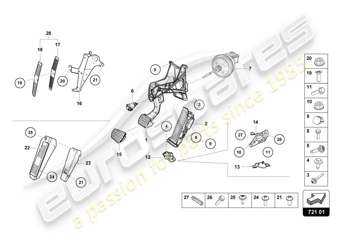 lamborghini 2022 (sto) brake and accel. lever mech. part diagram