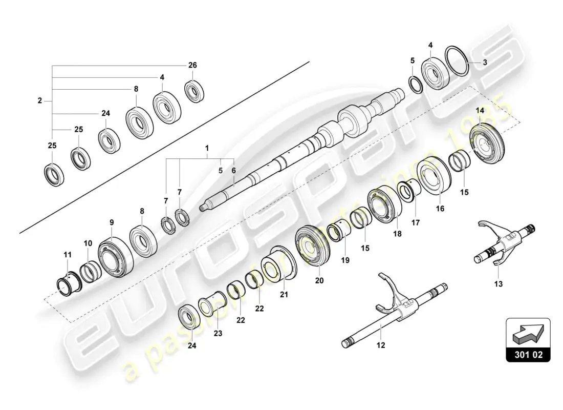 lamborghini sian (2020) reduction gearbox shaft parts diagram