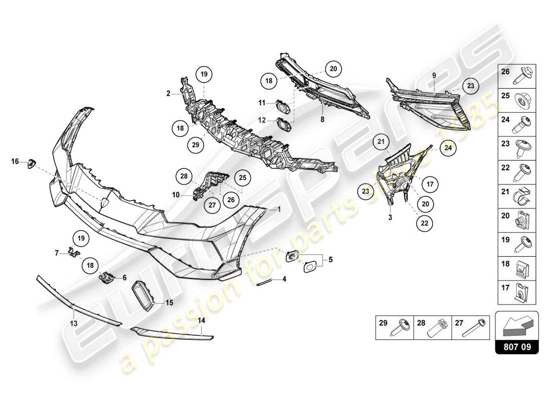 lamborghini urus performante (2023) bumper front part diagram