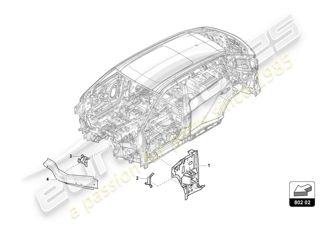 lamborghini urus performante (2023) sectional parts for the side section part diagram