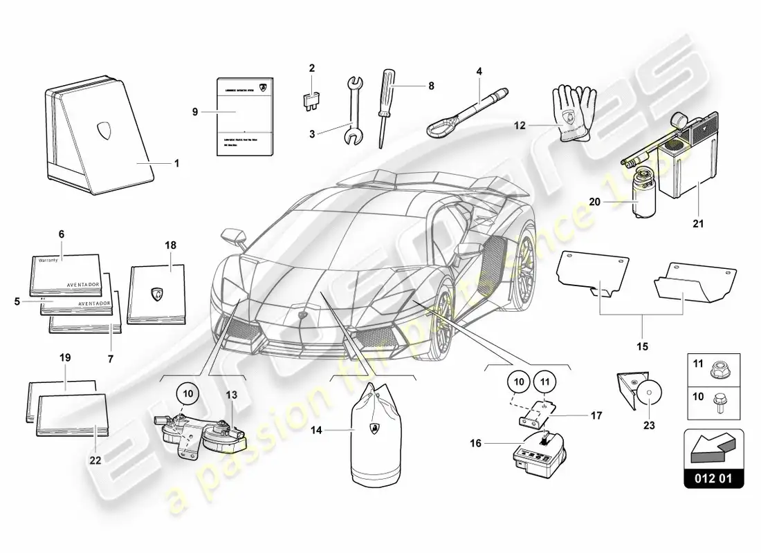lamborghini centenario coupe (2017) vehicle tools parts diagram