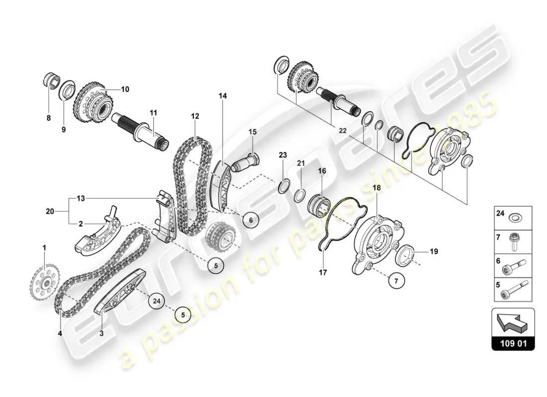lamborghini centenario roadster (2017) timing chain parts diagram