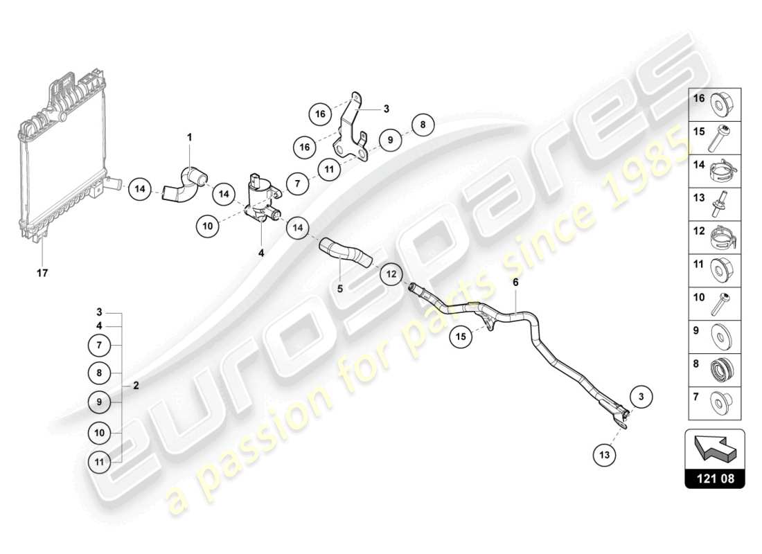 lamborghini urus (2021) coolant pipe parts diagram