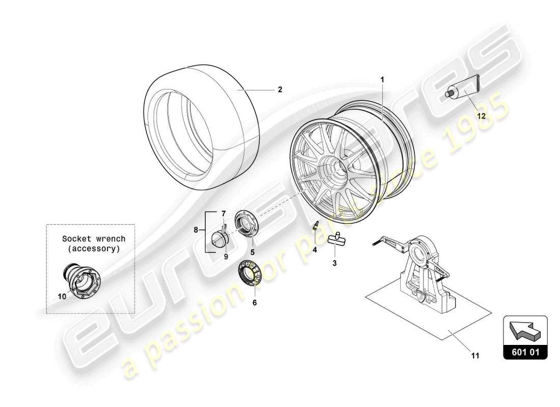 lamborghini 2022 (super trofeo evo 2) front and rear tyres part diagram