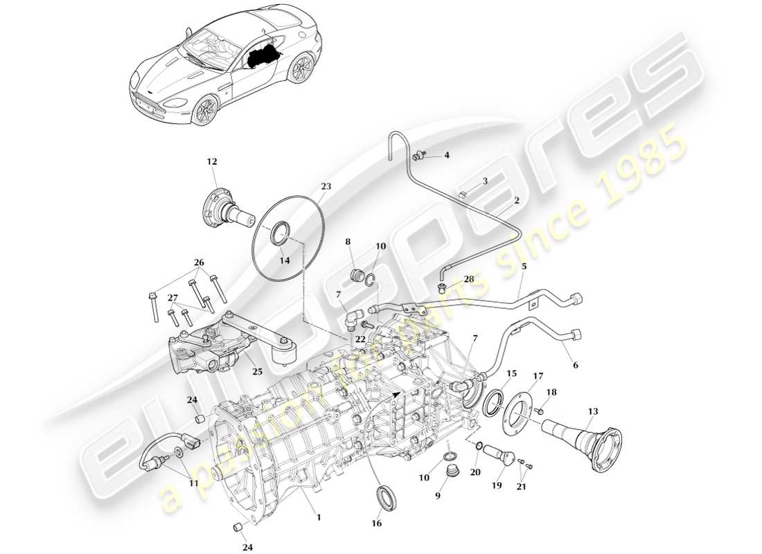 a part diagram from the aston martin v8 vantage parts catalogue