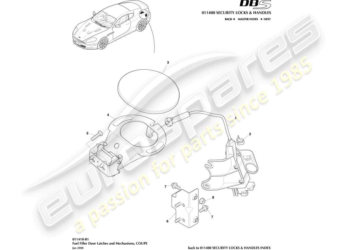 a part diagram from the aston martin dbs (2011) parts catalogue