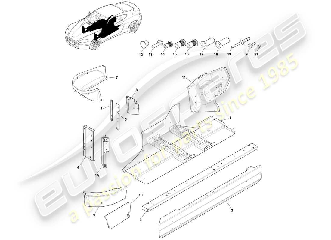 a part diagram from the aston martin v8 vantage parts catalogue