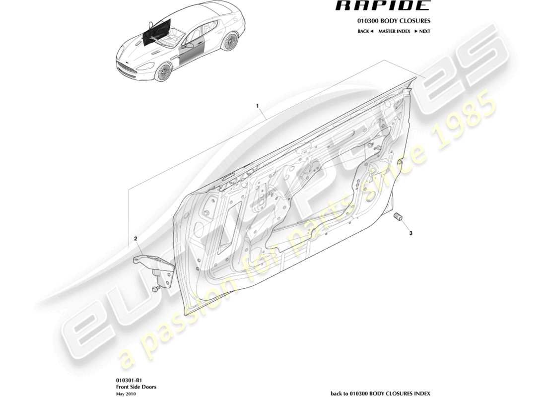 a part diagram from the aston martin rapide (2017) parts catalogue