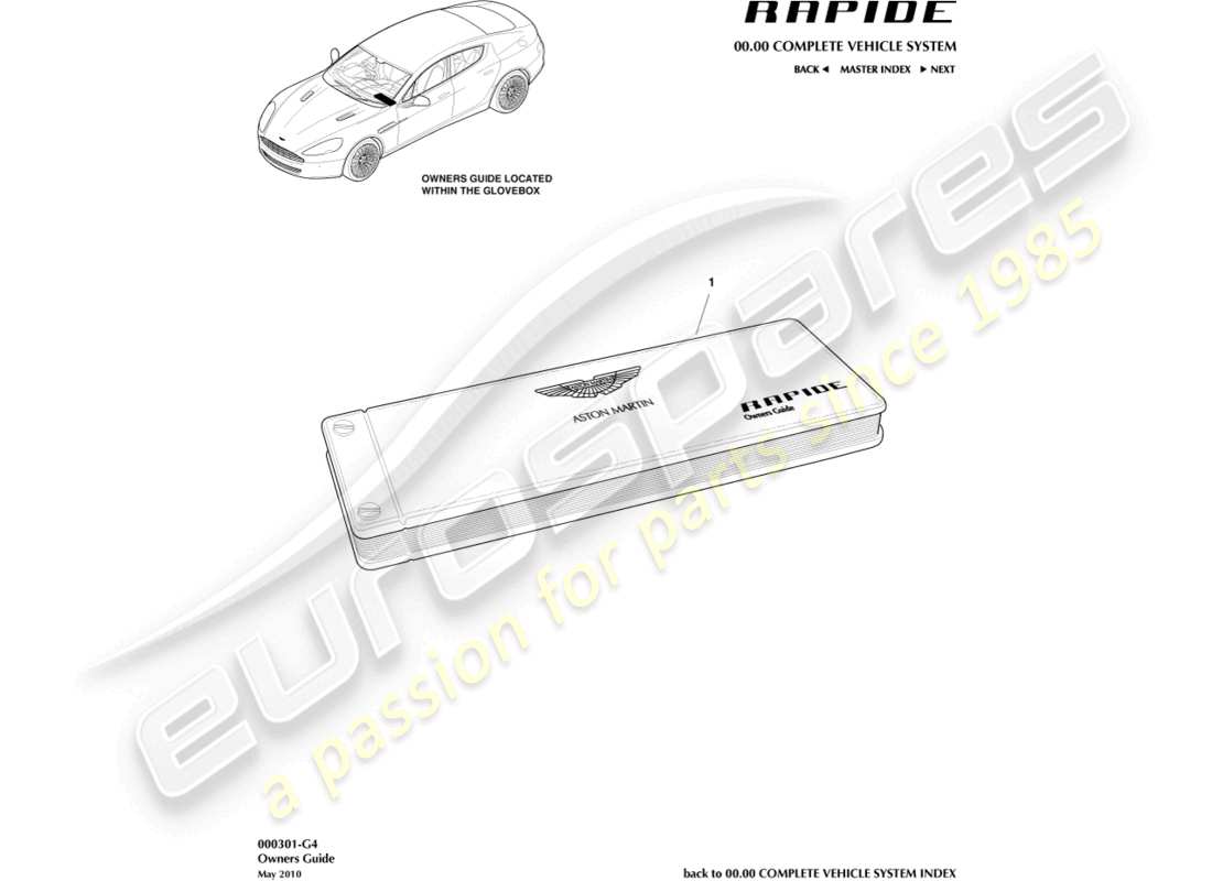 a part diagram from the aston martin rapide (2016) parts catalogue