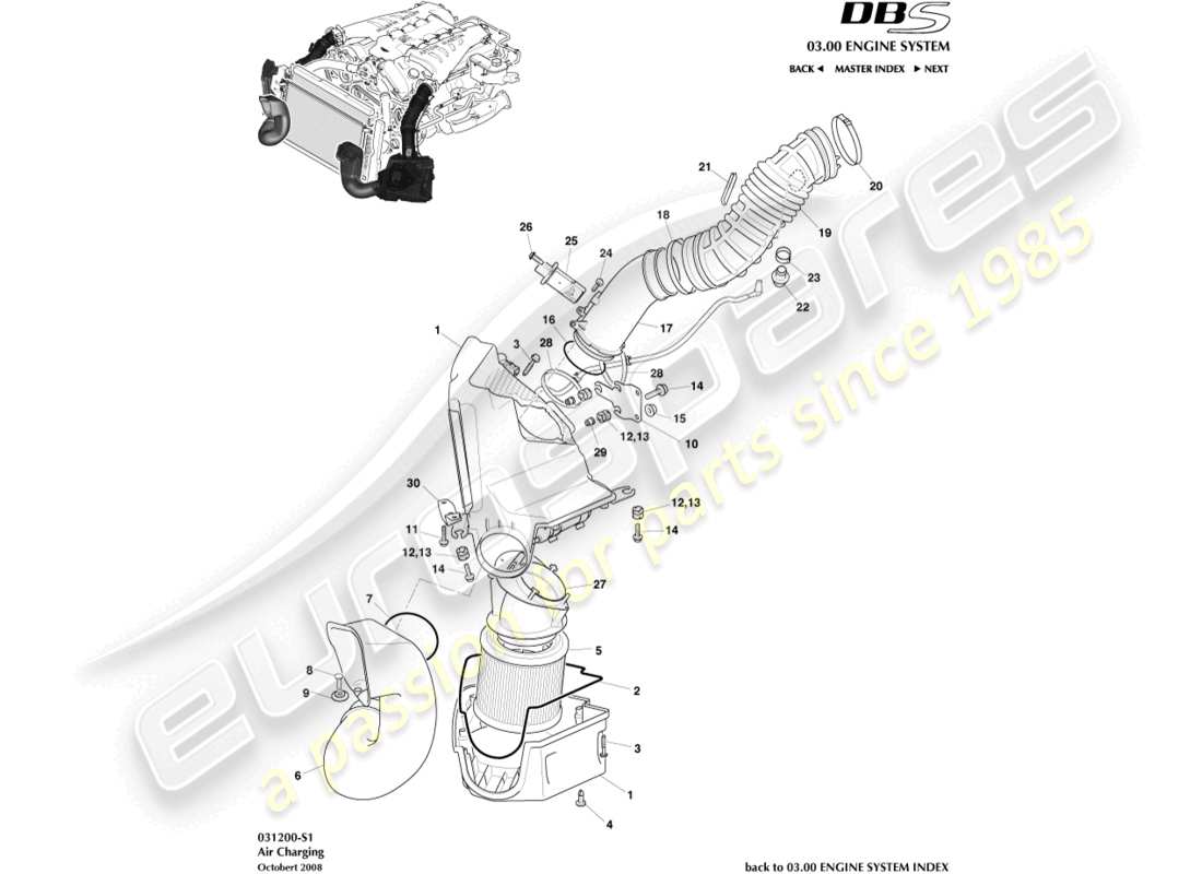 aston martin dbs (2008) air charging part diagram