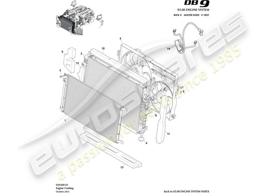 aston martin db9 (2010) engine cooling (line fit) part diagram